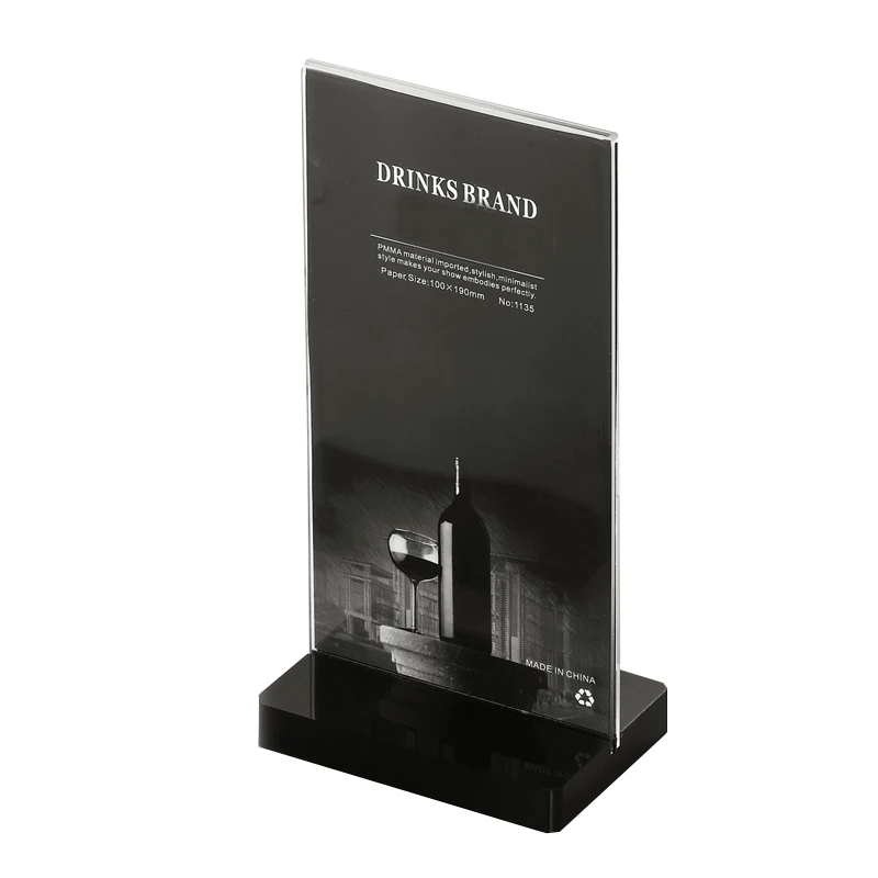 Vertical Insert Acrylic Retail Sign Holder, Double Sided Displays for Bar,Cafe,Restaurant,Hotel, ADS009-1, Pack of 6