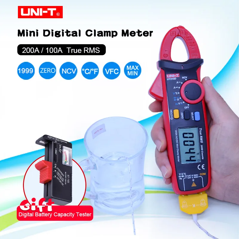 

UNI-T Mini Digital Clamp Meters AC/DC Current Voltage True RMS Multimeter Auto Range UT210E UT210D UT210C