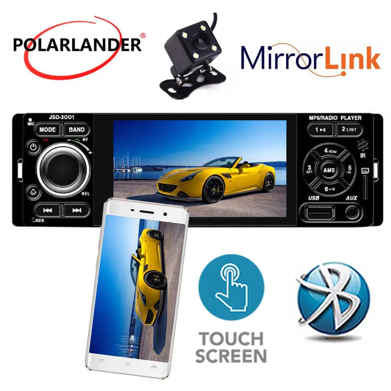 

Mirror Link for Andriod Microphone 4" 1 Din Car MP5 Player Bluetooth Touch Screen 12V DC Rear View Camera Stereo Car Radio