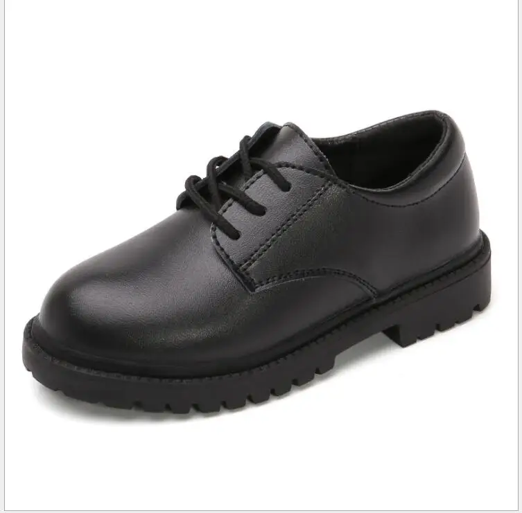 New Lace Up Classical Leather Casual Shoes Little Kids Back to School Uniform Dress Shoes Black Loafers Boys leather shoes