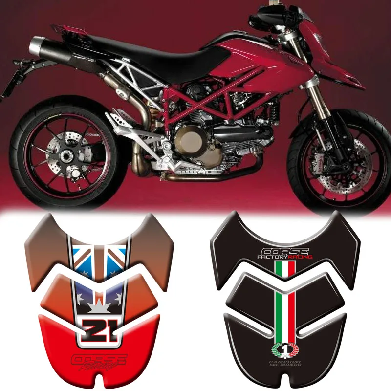 Motorcycle 3D Fuel Tank Pad Protective Stickers Decals For Ducati Hypermotard 796 1100 2007-2012