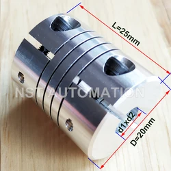 D20L25 4mm 5mm 6mm 6.35mm 7mm 8mm Aluminum Z Axis Flexible Coupling For Stepper Motor Coupler Shaft Couplings 3D Printer