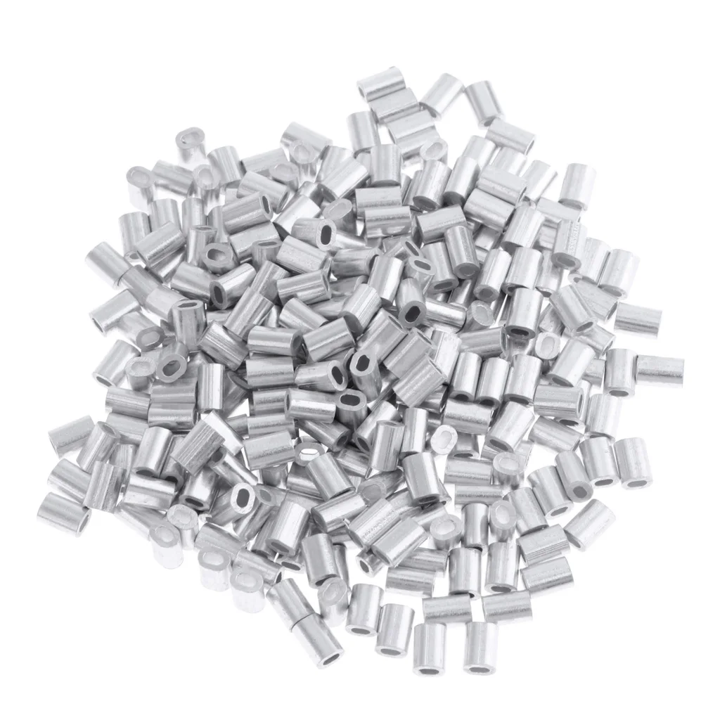 100Pcs Double Barrel Crimp Sleeve Aluminum Crimping Loop Sleeve Fishing Line Tube Connectors