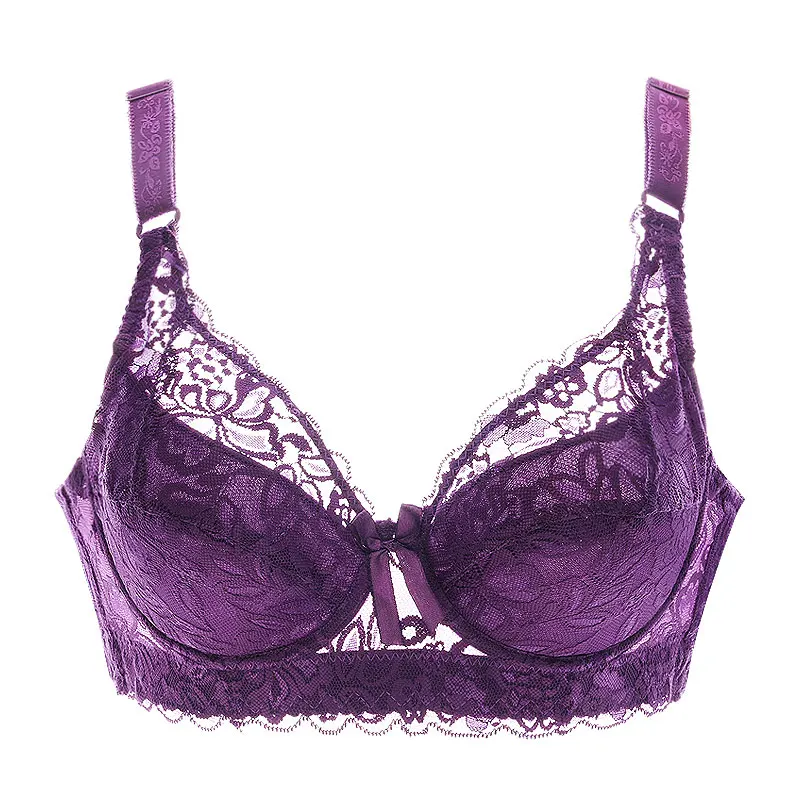 Sujetador de algodón puro ultrafino para mujer, de talla grande Bralette C D E, ropa interior ahuecada, encaje Sexy de talla grande 75-2024 B C D, 105