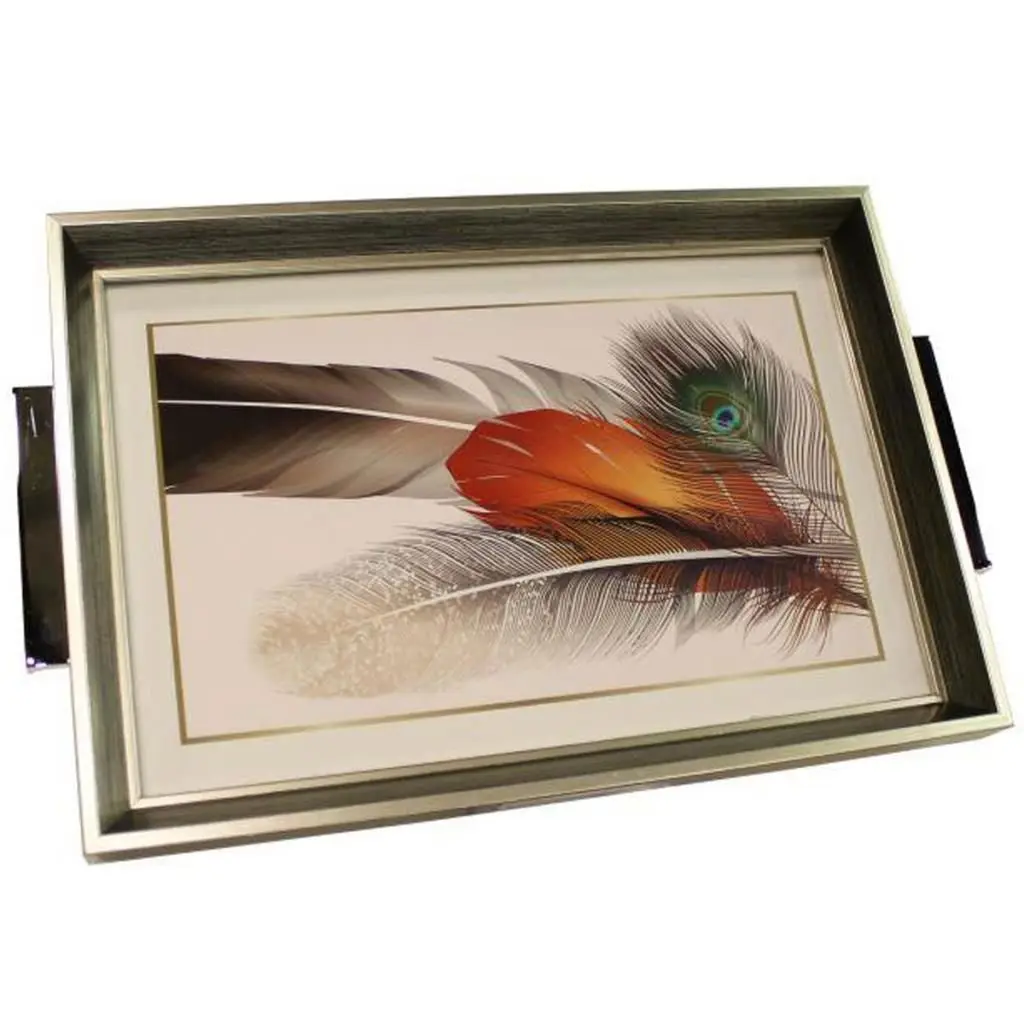 

DOLBOVI Modern Wooden tray Bird Feather Patterned 49 cm tray поднос plateau de service