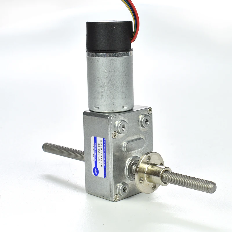 JGY-370 DC Reduction Motor Self-locking Gear Speed Regulating Motor Encoder DC Electric Motor Double Shaft Screw / Flange Nut