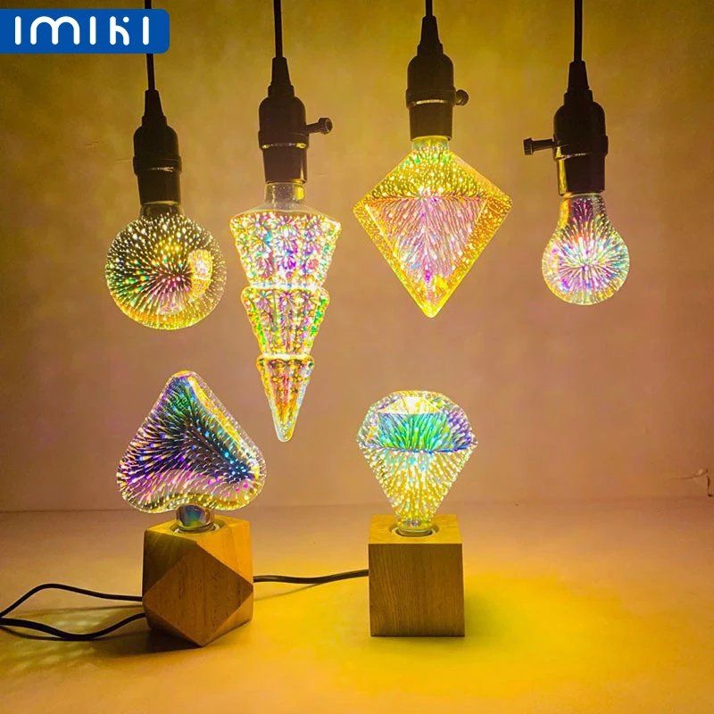 

IMIKI LED Bulb 6W Vintage Edison Bulb Star Fireworks Christmas Tree Night Light Indoor Holiday Home Christmas Decoration Lights