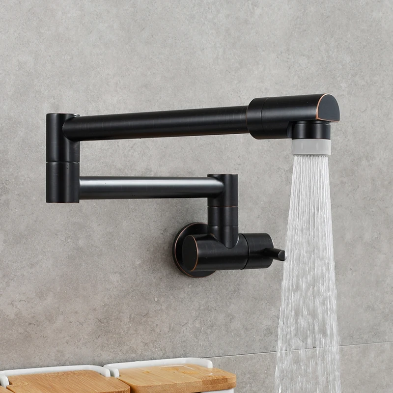 Ciencia Brass Pot Filler Faucet 360 Rotatable Folding Lengthened Folding Tap Wall Mount Kitchen Faucet Unique Cold Water Only