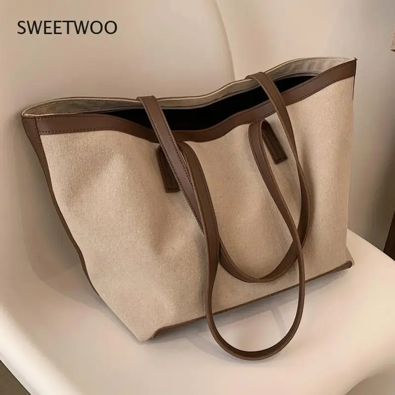 

New Fashion Canvas Tote Bag 2021 Large Capacity Simple Foreign Style Big Brand Shoulder Bag Shopper Spring Summer Women's Bag