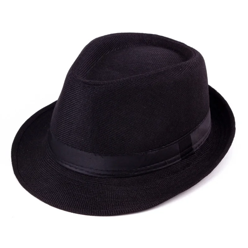 Men Women Brief Style Flax Gentleman Wide Brim Jazz Church Cap Vintage Panama Casual Travel Sunscreen Straw Knit Top Hat R83