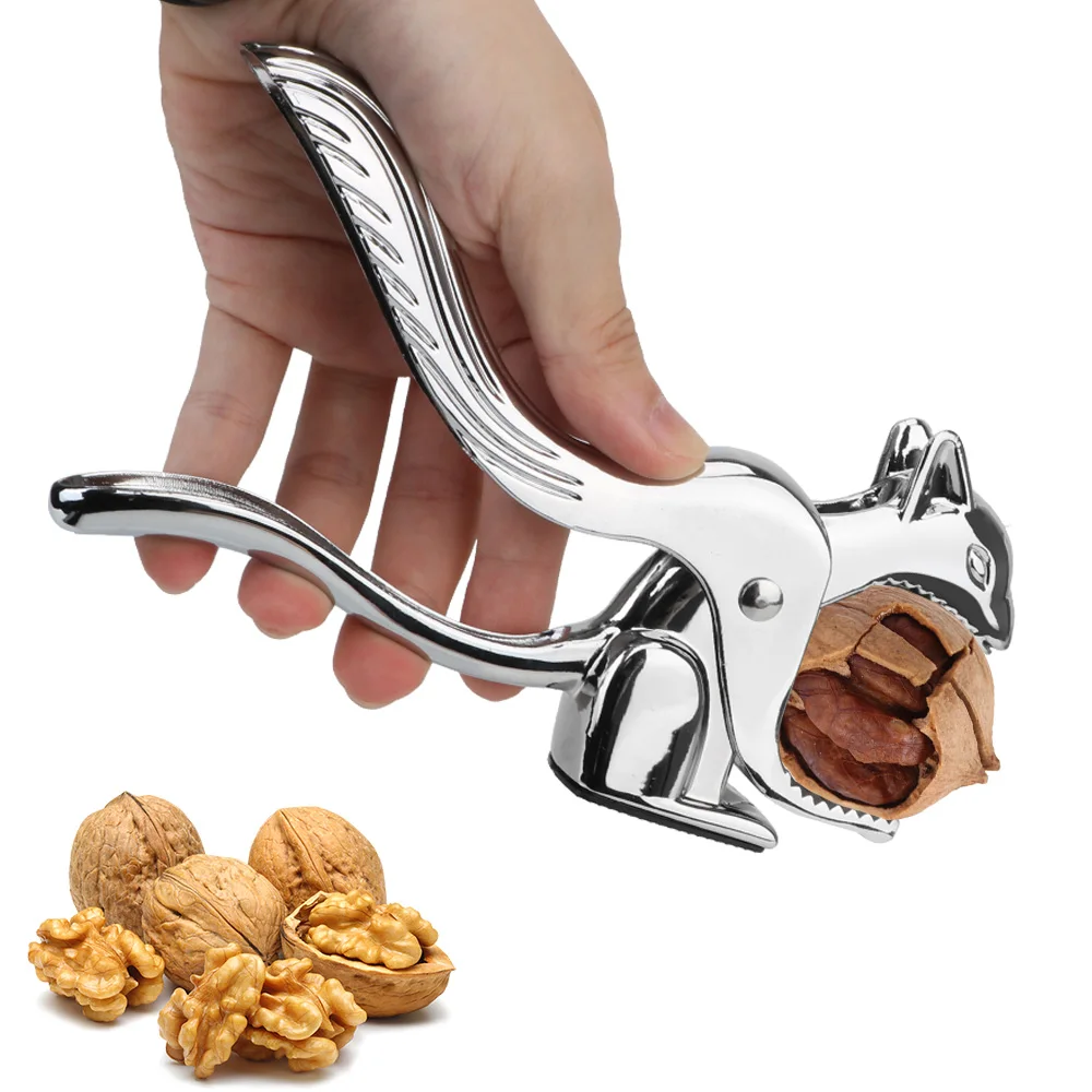 Abridor de desgranadoras, alicates para avellanas, pino, nueces, almendras, nueces, Cascanueces, galleta rápida para nueces, forma de ardilla multifunción