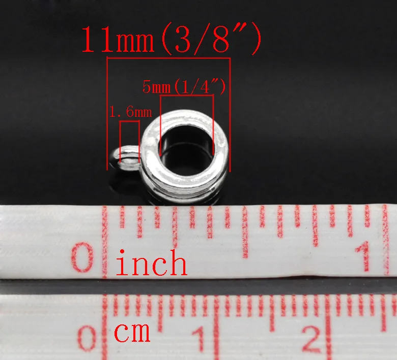DoreenBeads 50 Uds. Cuentas de Metal plateadas para pulseras europeas de 11mm x 8mm (3/8 "x 3/8") agujero: 5mm