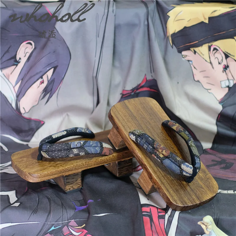 Whoholl japonês tamancos chinelos de madeira geta verão para o homem mulher casais plataforma flip flops samurai cosplay sapatos 48