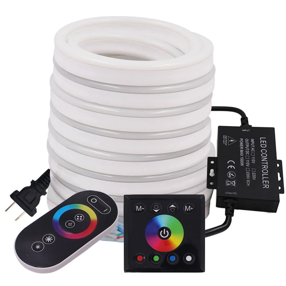 WiFi RGB Neon LED listwa oświetleniowa 5050 Bluetooth elastyczna taśma LED wstążka przycisk dotykowy na ścianie wodoodporna Neon Rope Home Decor