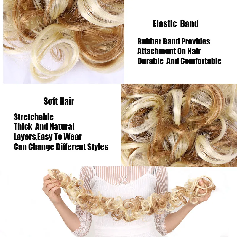 LUPU syntetyczny przyrząd do koka z włosów Messy Chignon z gumką Updo Donut Roller Scrunchie kawałki włosów dla kobiet High Temperture fibre