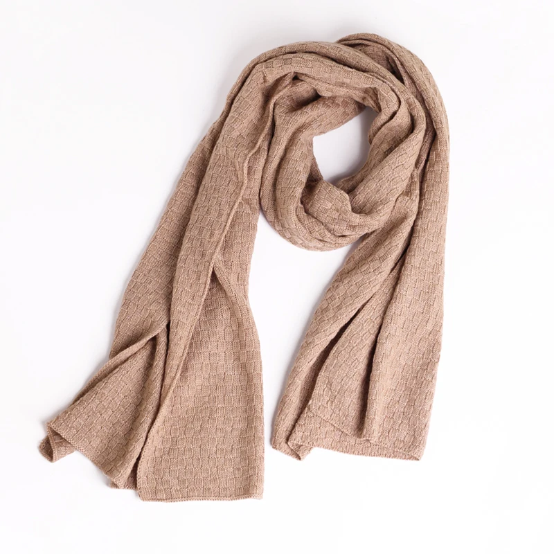 SuyaDream Winter Cashmere Warm Scarf 185cm Length 85%Silk 15%Cashmere Comfortable Knitted Solid Scarfs 2023 New