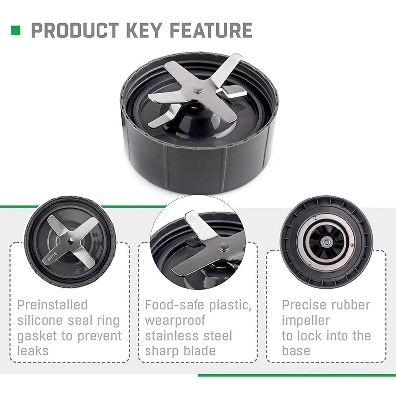 Replacement Parts 32 Oz Cup and Blade and Seal Ring Rubber Gaskets Replacement, Compatible for Nutribullet