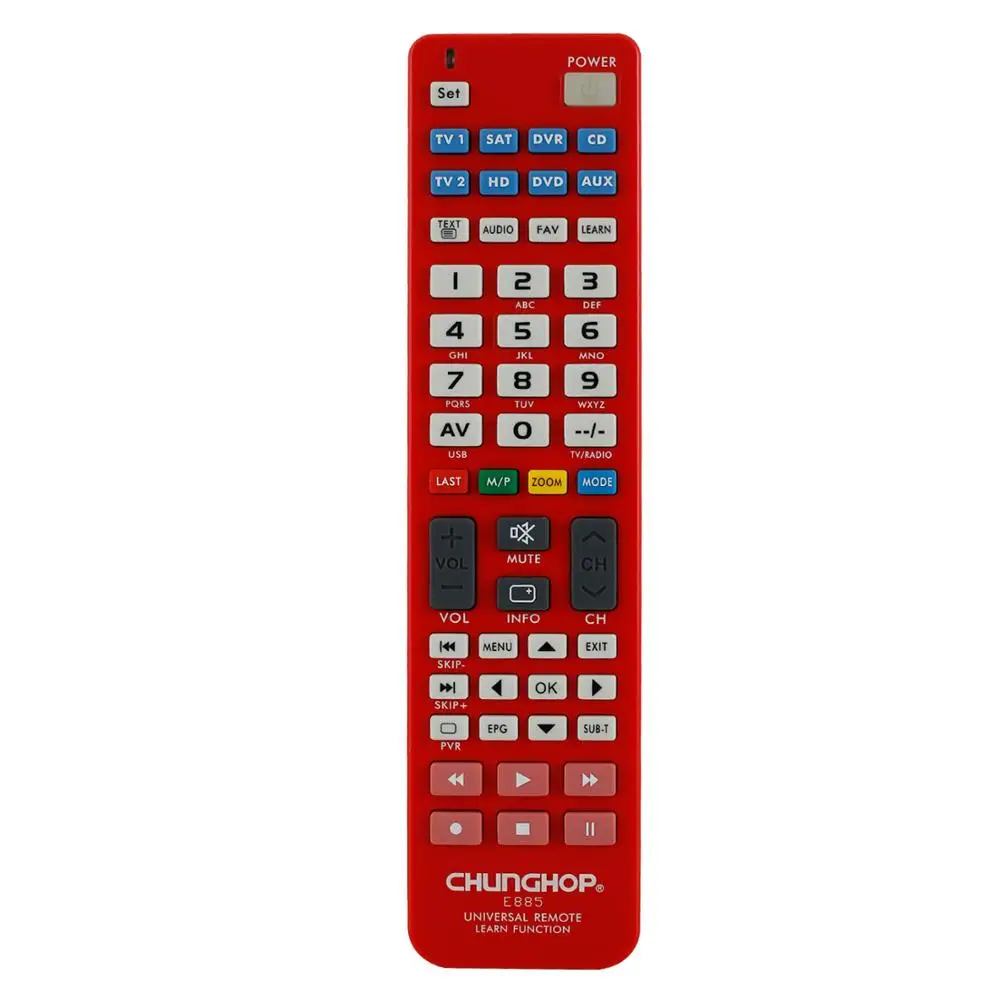 CHUNGHOP E885 8 في 1 وحدة تحكم عن بعد عالمية للتلفزيون CBL SAT VCR DVD AMP