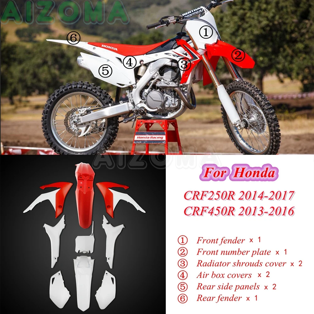 

9pcs Dirt Bike Front Rear Full Body Side Cover Plastic Fender Fairing Guard Case Kit For Honda CRF 250R/450R CRF250R CRF450R