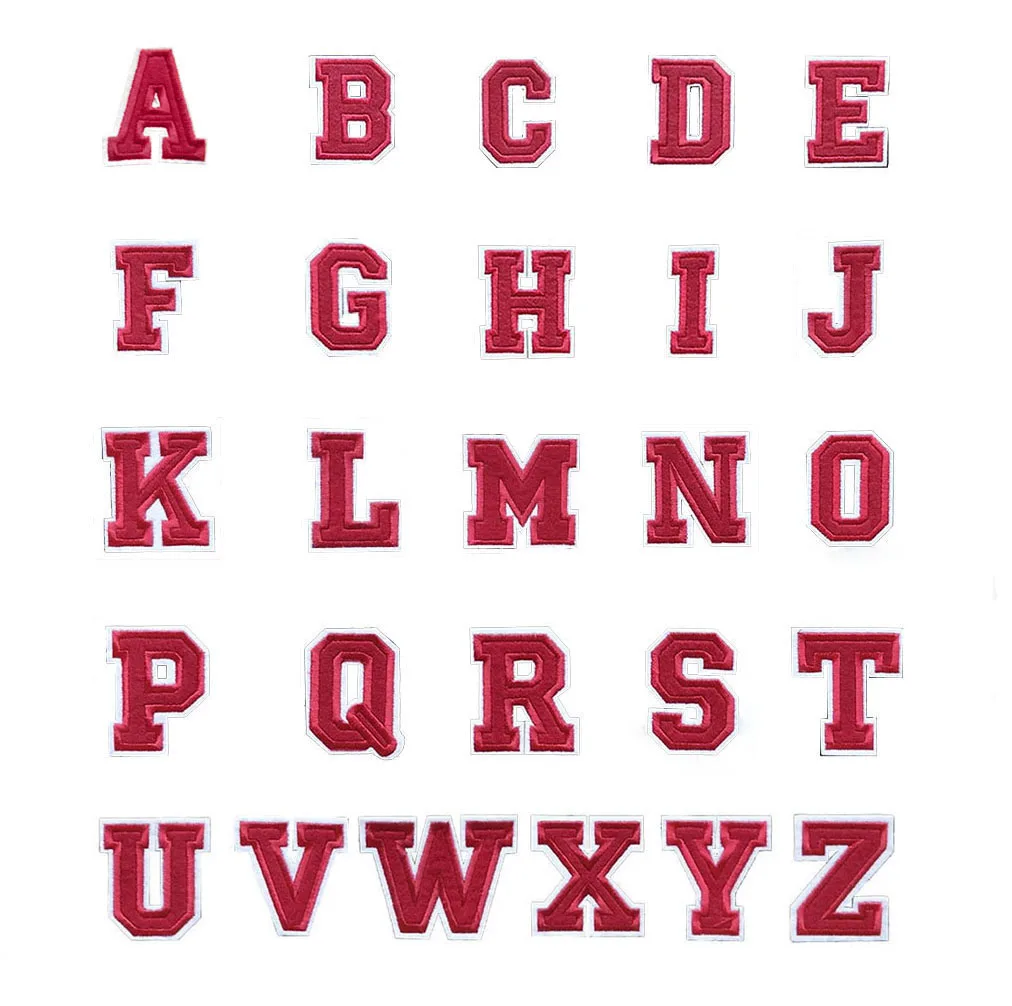 DIY write yourself red Letter A-Z Iron On Patch DIY embroidered Applique Clothing Sewing thermo-stickers Badges Accessories