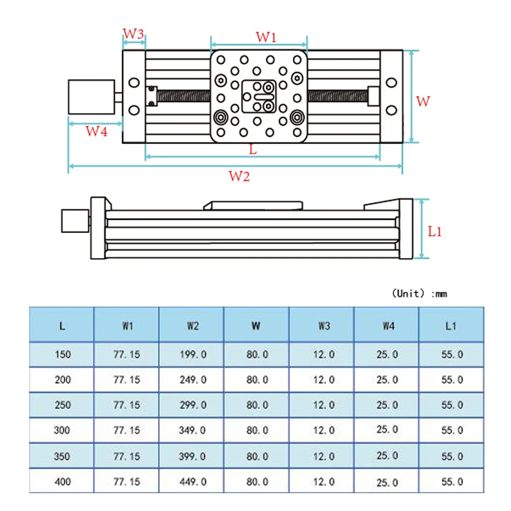 Befenybay 250mm 4080U Z-axis Screw Slide Table Linear Actuator Kit Linear Module for 3D Printer and DIY CNC Router Parts X Y Z A