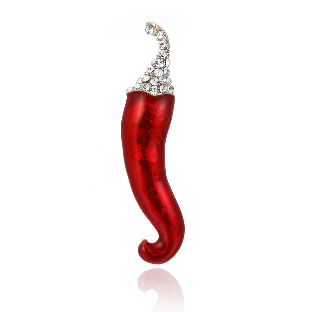 Fashion vegetable hot pepper badges brooch personality diamond drop oil chili plant corsage clothing accessories jewelry pins