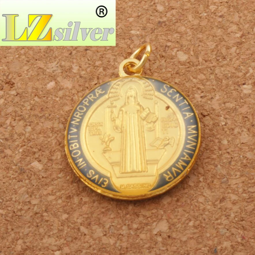 30pcs 3Colors Enamel Saint Charm Benedict Medal Cross Crucifix Smqlivb  Charm Beads 23.2x27mm Pendants T1669