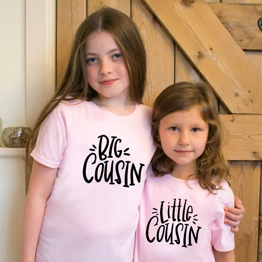 Big Little Cousin Print Kids Tshirt Family Matching Siblings Clothes Fashion Cousins T-shirt Tops Casual Children Funny Tees