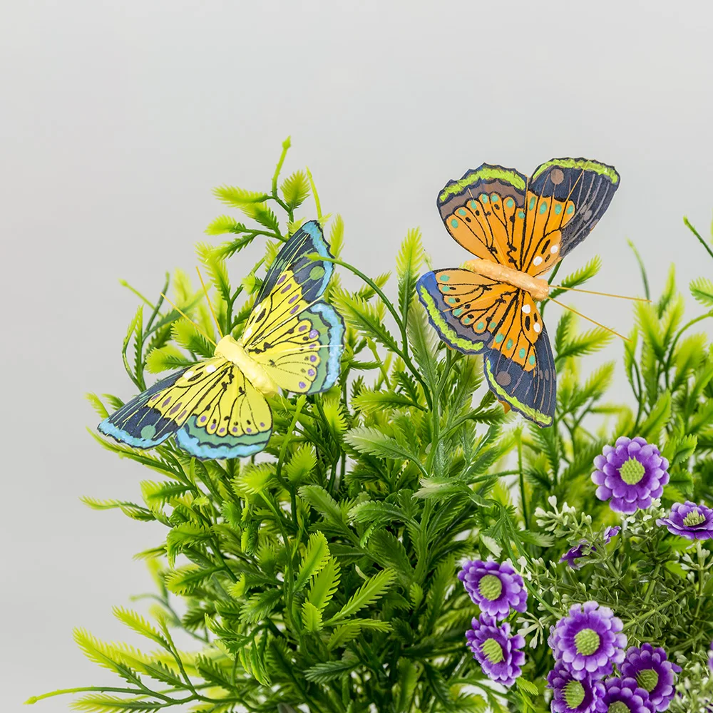 Simulacióncon Plumas Pintadas Decoración de Mariposas Pila Decoración de Terraza y Talcón Decoración de Jardinería Butterflysil