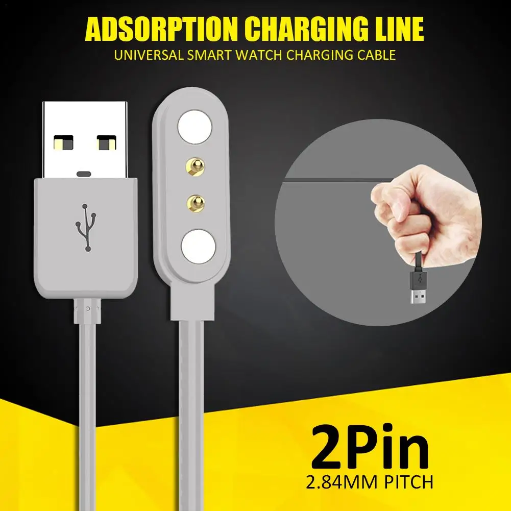 Magnetic Charge Charging Cable For Smart Watch with Magnetics Plug For 2 Pins Distances 2.84mm Black Novel Power Charger Cables