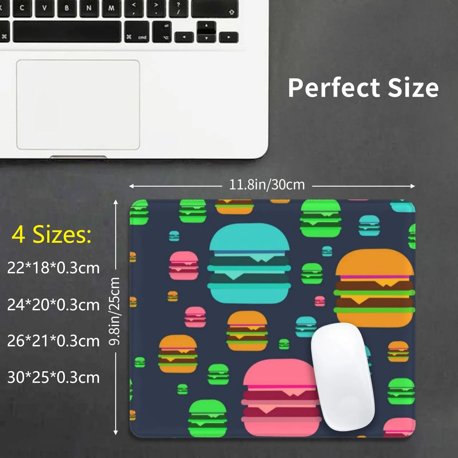 Epic Hamburger Pattern With Rainbow Colors Mouse Pad DIY Print Hamburger Cheeseburger Burger Cheese Epic