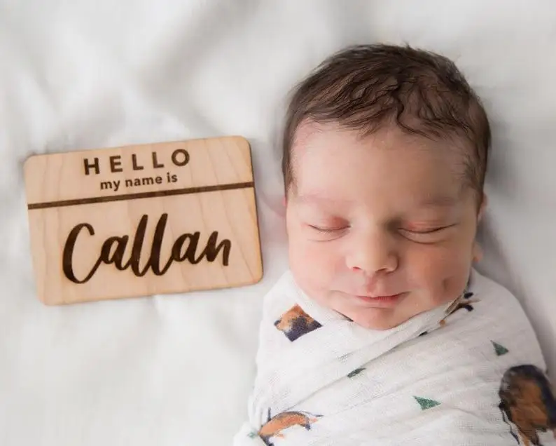 Hello my name is wooden cutout - birth announcement - newborn name tag - hospital pictures - baby name announcement - photo p