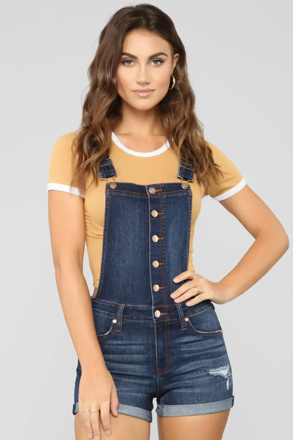 Bán Mùa Hè Denim Jumpsuit Thời Trang Xé Quần Short Jeans Dây Bộ Đồ Bay Jumpsuits Nữ S-2XL Thả Vận Chuyển