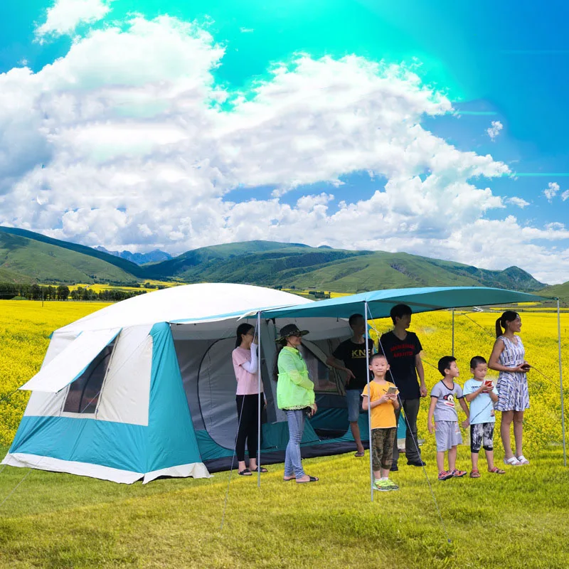 Multifunctional Camping Tent, Large Gazebo, Sunshelter, Double Layers, Ultralarge, Rainproof, 6-8 Person Use