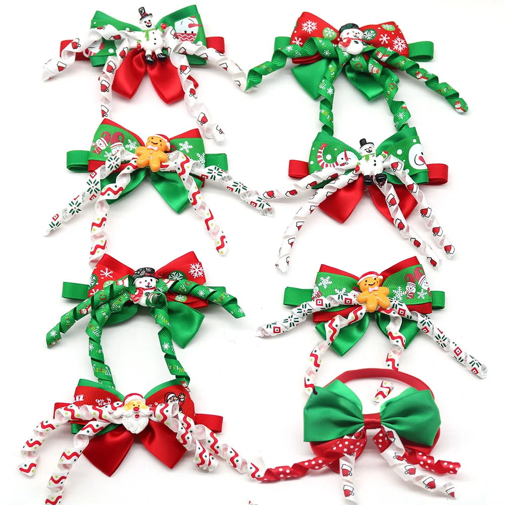 50pcs Christmas Dog Bow Tie Santa Pet Supplies Pet Dog Cat Christmas Bowties Neckties Dog Christmas Accessories For Small Dogs