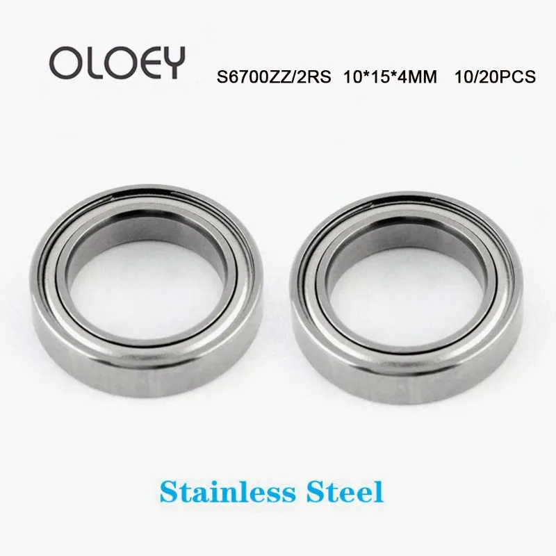 S6700 ZZ 2RS 10x15x4mm 10/20PCS Ultra-thin Deep Groove Ball Bearings S6700 ZZ RS 10*15*4mm Stainless Steel Bearing