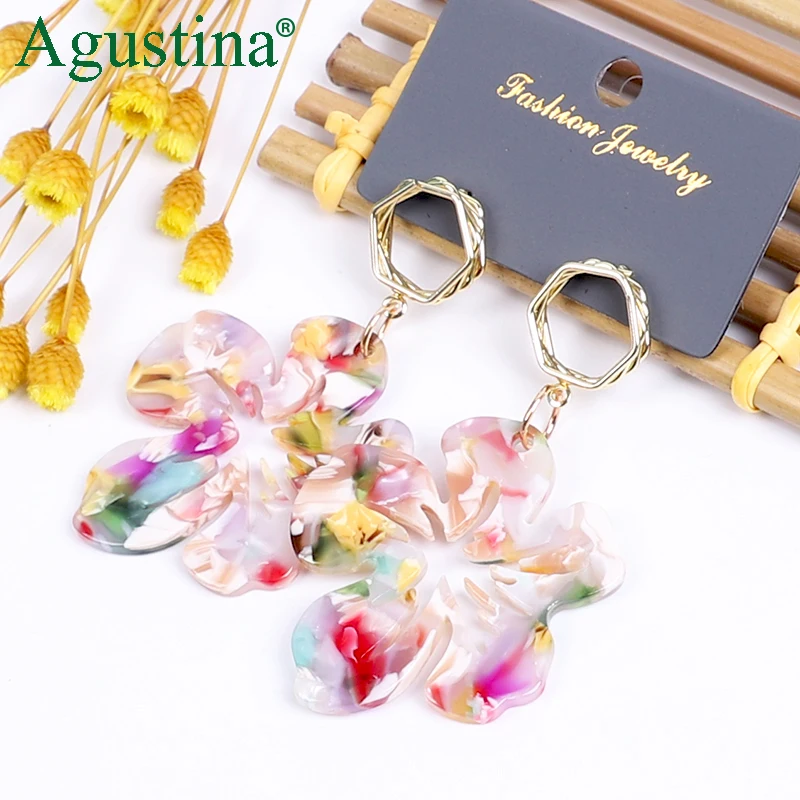 Agustina 2021 Pink Flower Earrings Fashion Jewelry Women Dangle Earrings Girls Drop Earrings  Earring Long Earings Wholesale New