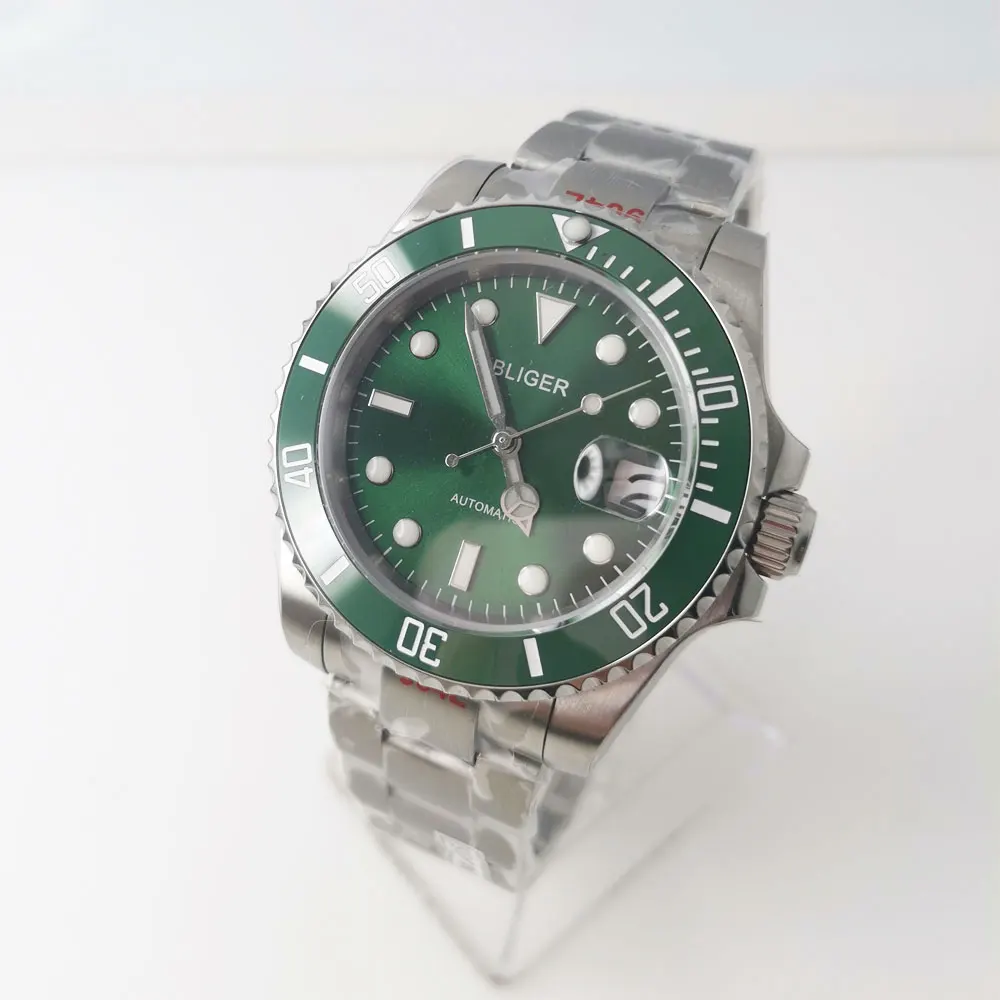 

PT5000/NH35/Miyota8215 Sapphire Crystal Men's Automatic Watch Date Cyclops Green Dial 316L Strap Ceramic Ceramic Bezel 40mm