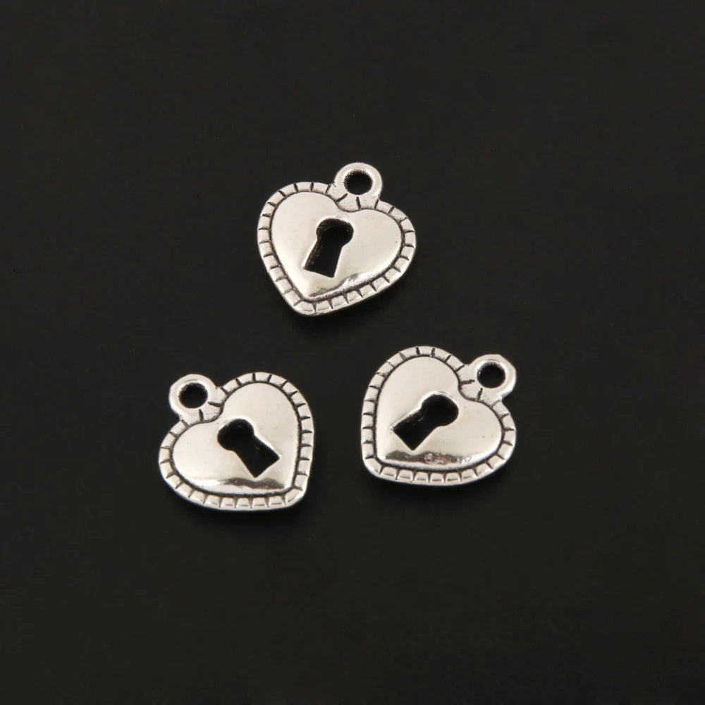 30pcs Charms Heart Lock And Key Silver Color Pendant For DIY Handmade Jewelry Making Accessorie