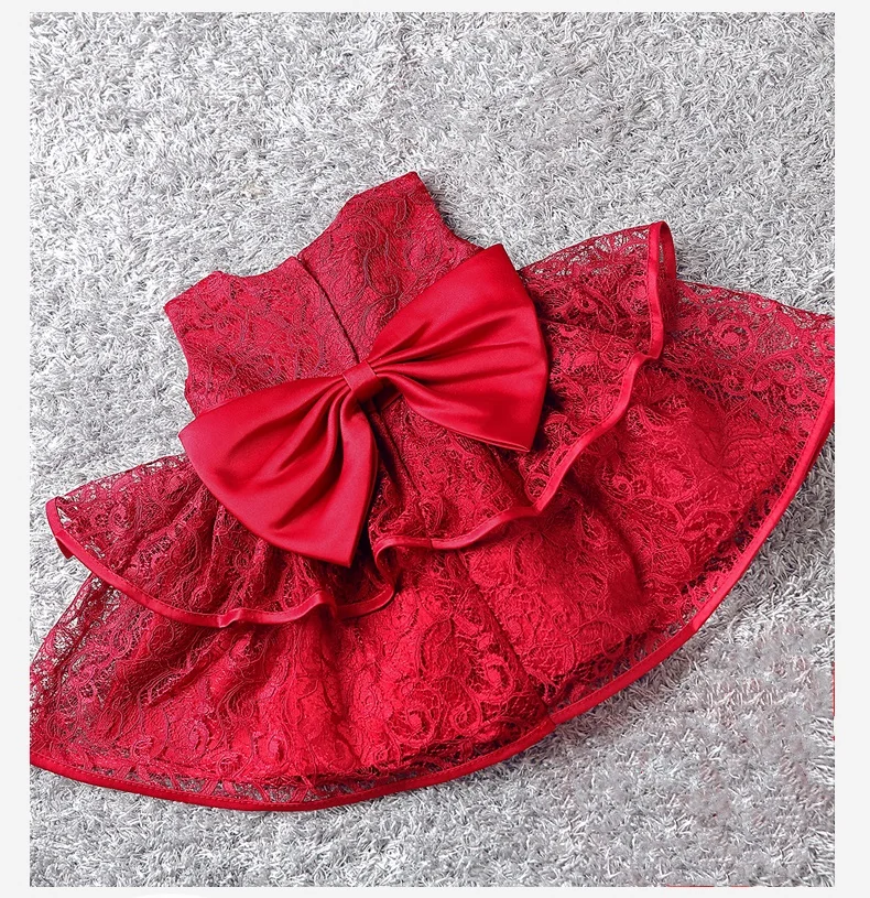 Maluch dziewczynka niemowlę koronka księżniczki duża kokarda Tutu sukienka dziewczynka suknia ślubna Kids Party Vestidos dla dziecka 1 rok urodziny