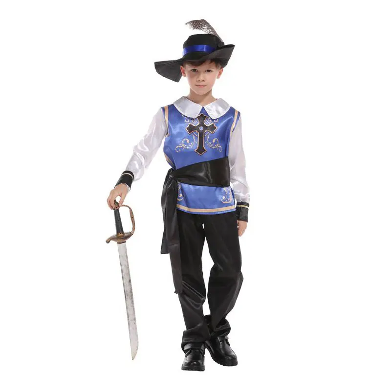 Kids Child Medieval Prince King Warrior Renaissance Middle Age Musketeer Crusader Knight Costumes for Boys Umorden