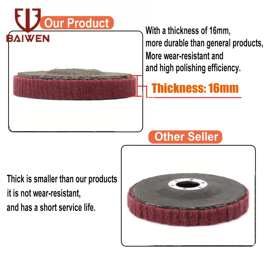 Disco abrasivo Circular para amoladora angular, disco abrasivo de aleta de fibra de nailon de 125mm, almohadilla para rueda de pulido de Metal y madera, 240 de grano