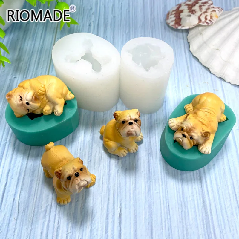 Mini Bulldog Silicone Mold Cake Decoration Tools Small Dogs Theme Fondant Molds Mould Plaster Cement Polymer Clay Animal Mould