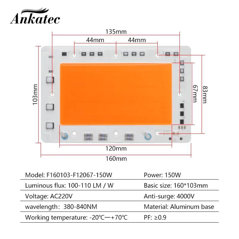 Spettro completo cob led, CHIP COB, 100W,150w, 200W ,AC110V,AC220V, modulo luce, spettro completo led interno 380-840NM, spedizione gratuita,