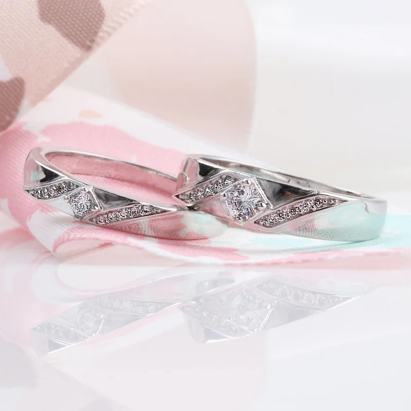Buyee 925 Sterling Silver Wedding Ring Light White Zircon Ring Finger dla kobiet mężczyzn Fashion Party Couples Fine Jewelry Ring Sets — zdjęcie 6