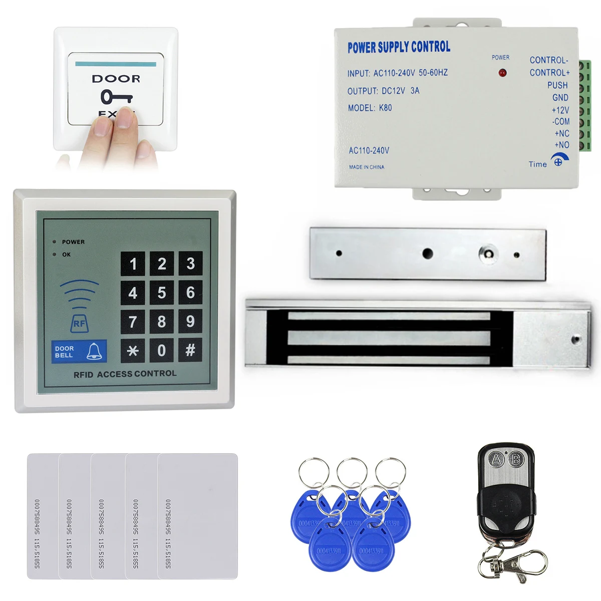 

DIYSECUR Full Complete 125KHz Rfid Card Reader Door Access Control Security System Kit + 280Kg Electric Magnetic Lock K2000