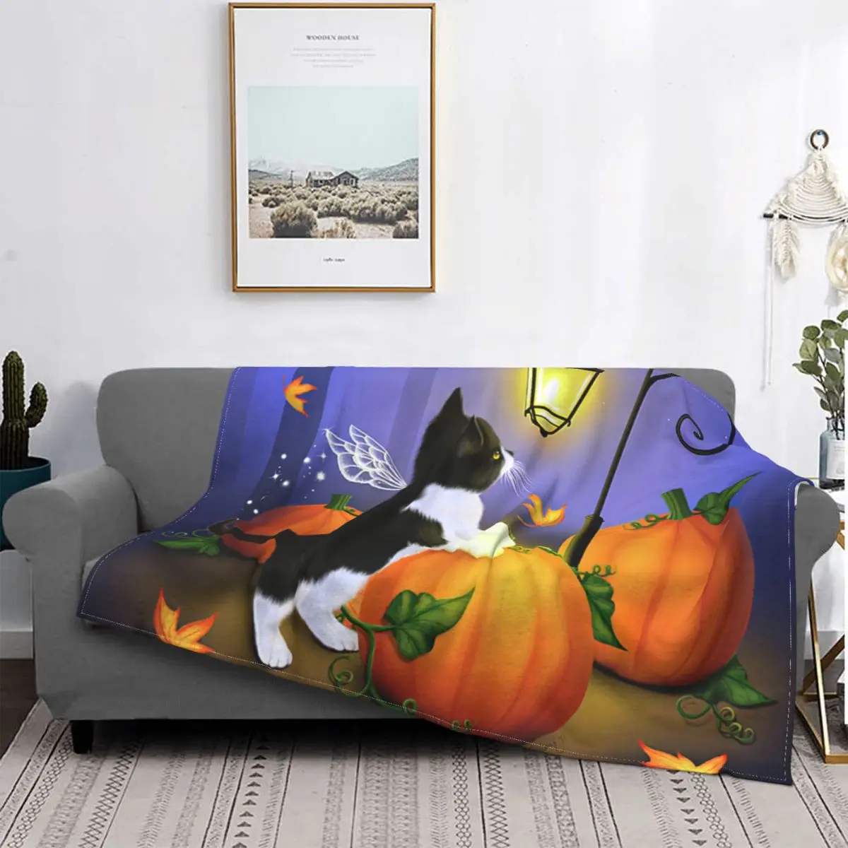 

Halloween Autumn Twilight Blankets Fleece Decoration Ultra-Soft Throw Blankets for Bedding Bedroom Plush Thin Quilt