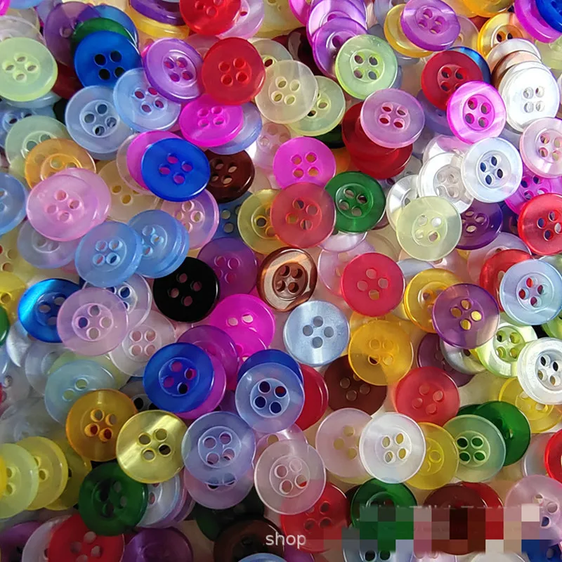 100 Pcs 10 mm Assorted Colored Buttons 4-Hole Round Mixed Color Durable Craft Resin for Sewing Crafts DIY Handmade Ornaments