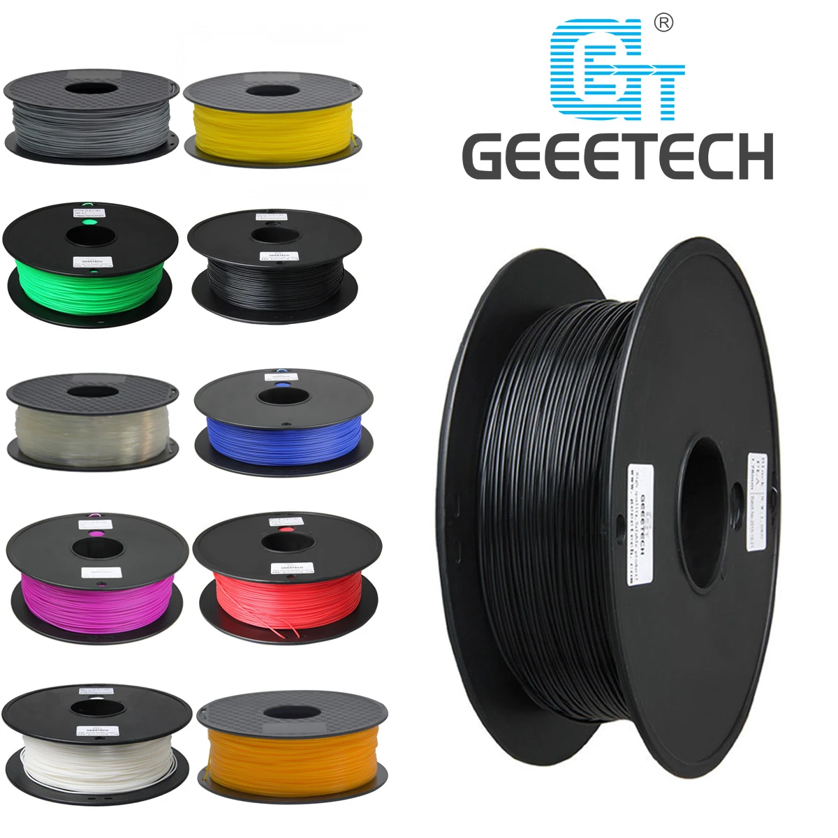 GEEETECH-materiales de impresión 3d, filamento de alambre pla de 1 kg (2,2 libras), envasado al vacío de 1,75mm +-0,03mm, colorido para la mayoría de las impresoras 3d FDM