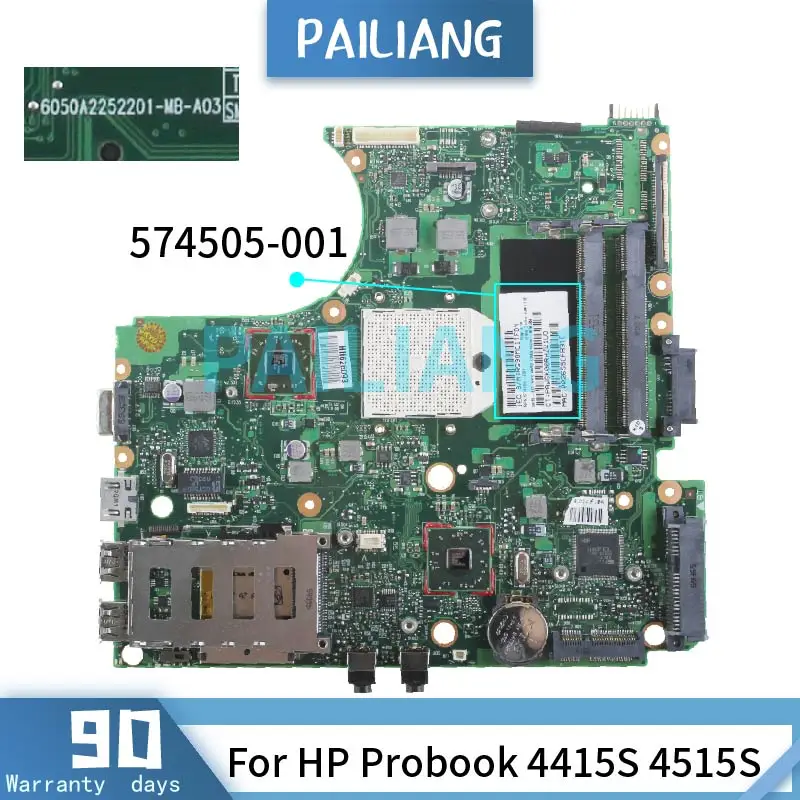 

PAILIANG Laptop motherboard For HP Probook 4415S 4515S Mainboard 574505-001 6050A2252201 DDR2 tesed